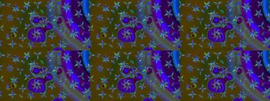 Çiçekler kahverengi ve maviye. Eskiz arkaplan modeli. Suluboya, elle çizilmiş. Raster stoku.