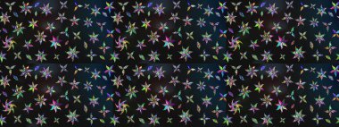 Nakış desenli çiçek deseni. Renkli grunge, soyut arkaplanı kolonya ve mavi çiçeklerle süslüyor. İzler, kumaş, duvar kağıtları, tekstil için raster dokusu.