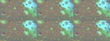 Şirin çiçek elementleri. Gri ve bej renkli çiçekler. Raster illüstrasyonu. Çizim.