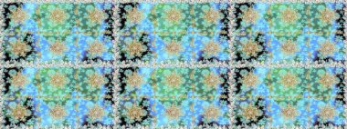 Çiçek desenli altın metal. Raster altın çiçek süsü brokar kumaş ve cam desenli. Altın elementli mavi renkler. Kusursuz altın desen.