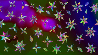 Suluboya çiçekli çiçek deseni. Raster illüstrasyonu. Yeşil ve kahverengi renkli güzel tekstil.