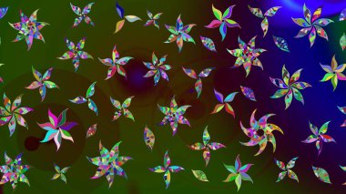 Parlak çiçekli kolaj çiçekleri yeşil ve kahverengi. Çiçekli zambakların eskiz geçmişi. Çiçek tasarımı için inanılmaz kolaj cennet tarzı..