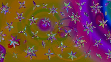 Yumuşak, bahar çiçekleri kahverengi ve mor renklerde. Çiçekli yumuşak bir eskiz şekli. Raster çiçekleri klasik tarzda çizilmiş. Raster illüstrasyonu.