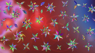 Güzel kumaş deseni. Renkli Bahar Teması eskiz kalıbı. Karalama çiçeği. Raster illüstrasyonu. Zentangle soyut çiçekleri. Düz Çiçek Elementleri Tasarımı.