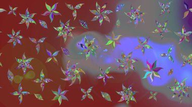 Tatil havası. Bahar mevsimi. Raster güzel bir çiçek deseni çizmiş. Nazik romantik baskı. Kahverengi ve gri renkte çiçekler.