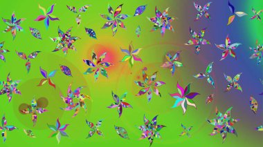 Çiçekler suluboya tarzında yeşil ve mor renklerde. Suluboya çizim kalıbı. Çiçek izi.