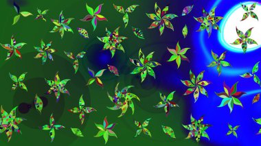 Raster illüstrasyonu. Renkli Bahar Teması eskiz kalıbı. Çiçek desenli çizim. Düz Çiçek Elementleri Tasarımı. Asya tekstil tarzında. Güzel kumaş deseni.