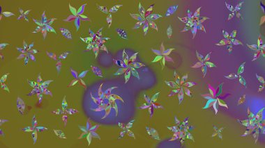 Renkli Bahar Teması eskiz kalıbı. Güzel çiçek deseni. Düz Çiçek Elementleri Tasarımı. Kahverengi ve yeşil renkte çiçekler.