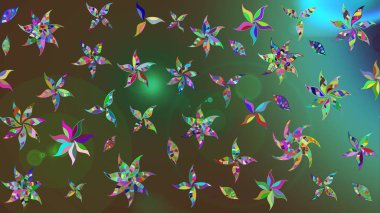 Küçük çiçekli yay deseni çiz. Suluboya tarzında yeşil ve kahverengi renklerde. Raster illüstrasyonu.