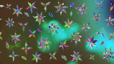 Küçük çiçekteki sevimli çiçek deseni. Yeşil ve kahverengi renkli çiçekler. Raster illüstrasyonu.