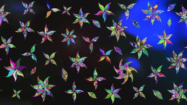 Çiçek buketleriyle klasik bir eskiz şekli. Gri ve mavi renklerde. Raster illüstrasyonu.