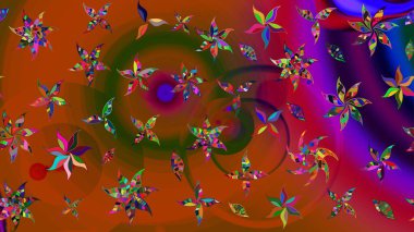 Raster çiçekleri klasik tarzda çizilmiş. Çiçekli yumuşak bir eskiz şekli. Raster illüstrasyonu. Nazikçe, bahar çiçekleri kahverengi ve kırmızı renklerde.