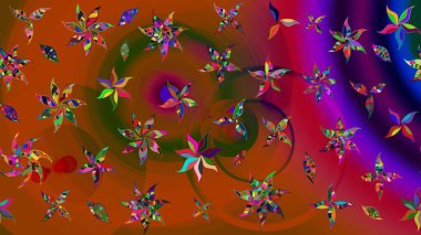 Vadinin çiçekleri kahverengi ve kırmızı renklerde. Çiçeksel çizim kalıbının çizimi.