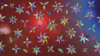 Raster illüstrasyonu. Suluboya tarzında kahverengi ve kırmızı renklerde. Küçük çiçekli bahar deseni çiz.