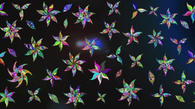 Çiçek deseni. Düz Çiçek Elementleri Tasarımı. Raster güzel kumaş deseni çiziyor. Renkli Bahar Teması çizim şablonu.