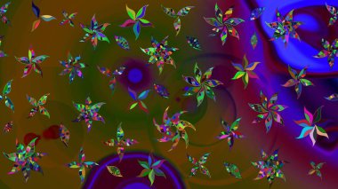 Vadinin çiçekleri kahverengi ve yeşil renklerde. Çiçeksel çizim kalıbının çizimi.