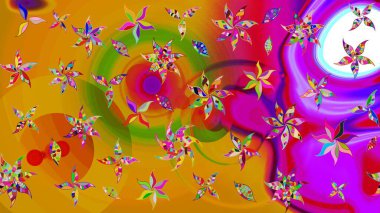 Vadinin çiçekleri sarı ve morumsu renklerde. Çiçeksel çizim kalıbının çizimi.