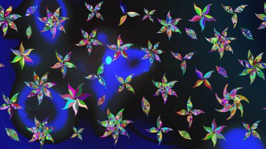 Parlak çiçekli halı deseni gri ve mavi renkte..