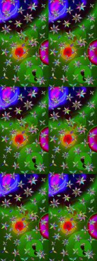 Çiçek. Taslak dekoratif arka plan, çiçek mandala. Raster illüstrasyonu. Yeşil ve mavi renklerde.