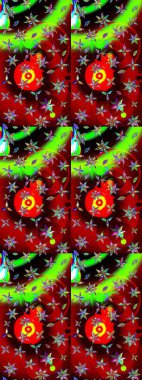 Çiçekler kırmızı ve yeşil renklerde. Raster illüstrasyonundaki çiçek desenli çizim. Renkli Bahar Teması eskiz kalıbı. Düz Çiçek Elementleri Tasarımı.