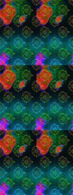 Renkli Yaz Temalı Kusursuz Arkaplan. Mavi, yeşil ve siyah renkte çiçekler. Raster illüstrasyonunda kusursuz çiçek deseni. Düz Çiçek Elementleri Tasarımı.