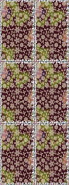 Çiçekler, dallar, bitkiler ve çiçekler. Güzel kumaş deseni. Raster illüstrasyonu. El çizimi.