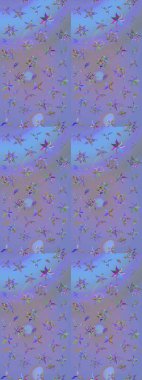 Çiçek çelengi. Kıvırcık, parlak örgü. Desen, çizim, çiçek sınırı. Güzel, parlak, pürüzsüz kumaş, tuval. Raster illüstrasyonu. Klasik eski arkaplan.