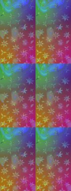 El çizimi çiçek unsurları olan soyut çizim raster deseni. Kahverengi ve mor üzerine kahverengi ve mor. Çiçekli ipek eşarp. 1950-1960 motifleri. Retro tekstil tasarım koleksiyonu.