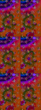 Çiçekler suluboya tarzında kahverengi ve kırmızı renklerde. Kahverengi ve kırmızı renkte çiçekler olan çiçek deseni çiz.