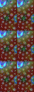 Arkaplan dokusu, duvar kağıdı, kahverengi ve yeşil renkli çiçek teması. Soyut etnik raster çizim kalıbı. Kabile sanatı boho baskısı, klasik çiçek arkaplanı.