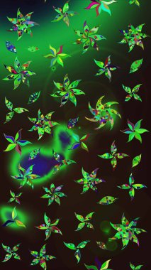 Bahar mevsimi. Raster güzel bir çiçek deseni çizmiş. Tatil havası. Yeşil ve gri renkli çiçekler. Nazik romantik baskı.