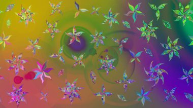 Çiçek yeşili ve kahverengi çizim deseni. Raster Yumuşak kumaş deseni. Raster çiçek izi. Klasik taslak çizimi.