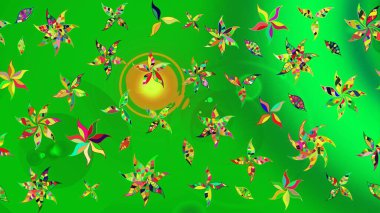 Klasik taslak çizimi. Çiçek yeşili ve sarı eskiz deseni. Raster Yumuşak kumaş deseni. Raster çiçek izi..