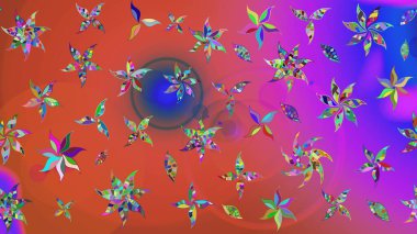 Çiçek kolajı. Çiçek kompozisyonu. Küçük çiçekte güzel bir desen var. - Pembe ve turuncu çiçekler. Raster deseni. Çiçek arkaplan. Doğa.