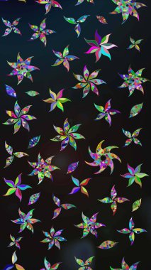 Klasik çiçek tasarımı elementleri. Gri ve mavi kıvırcık çiçekler gri ve mavi renklerde şekillenir. Raster illüstrasyonu.