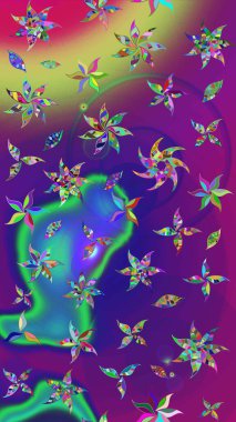 Gömlek baskısı için çiçek boyası. Mor ve mor renkli çiçekler. Çiçek eskiz kalıbı geçmişi.