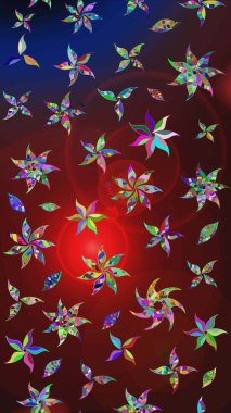 Tekrar eden çiçek arkaplanı, zarif kahverengi ve kırmızı çiçek duvar kağıdı. Kahverengi ve kırmızı renkler üzerine çiçek desenli çizimler, el yapımı papatyalar, papatyalar..