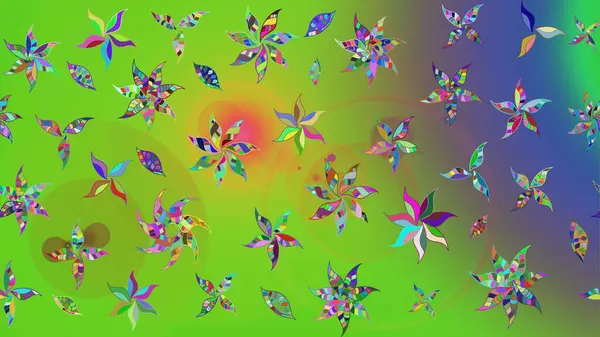 Çiçekler suluboya tarzında yeşil ve mor renklerde. Suluboya çizim kalıbı. Çiçek izi.