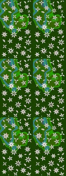 Yeşil ve nötr küçük çiçekler ve yeşil ve nötr renklerdeki komik böcekler, raster desen, illüstrasyon.