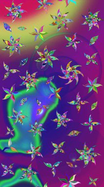 Gömlek baskısı için çiçek boyası. Mor ve mor renkli çiçekler. Çiçek eskiz kalıbı geçmişi.