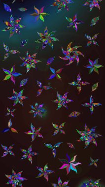 3D çiçekler, eskiz. Gri ve kahverengi renklerde. Raster illüstrasyonu.