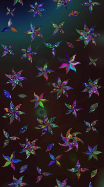 Raster illüstrasyonu. Gri ve kahverengi yapraklı yabani çiçekler. Eskiz arkaplan modeli. Suluboya, elle çizilmiş.