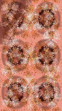 Raster illüstrasyonu. Kahverengi, nötr ve pembe renkler üzerine tasarım. Raster kış deseni. Çiçek Elementleri ile soyut arkaplan.