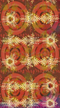 Sanat terapisi tarzı zen çizim için kahverengi, turuncu ve pembe kar taneleri. El çizimi, dövme stili, kumaş tasarımı ve Raster illüstrasyonunda kartlar..