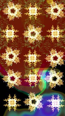 Kışın sembolü. Renkli arka planda izole edilmiş suluboya kar taneleri. Raster illüstrasyonu. Kar taneleri kışı.