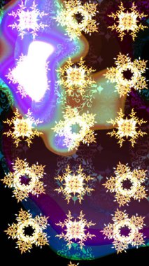 Renkli kar taneleri Raster çizimi. Güzel bir kış süsü. Raster kahverengisi, menekşe ve nötr kar tanesinden izole edilmiş..