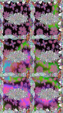 Raster çiçekli arka plan. Düz Çiçek Elementleri Tasarımı. Renkli Yaz Temalı Kusursuz Arkaplan. Güzel kumaş deseni. Güzel, pürüzsüz bir desen. Yazdır.