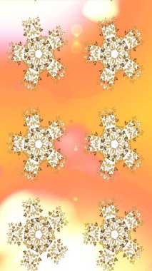 Raster kış deseni. Çiçek Elementleri 'nin soyut geçmişi. Raster illüstrasyonu. Altın renkler üzerine tasarım.