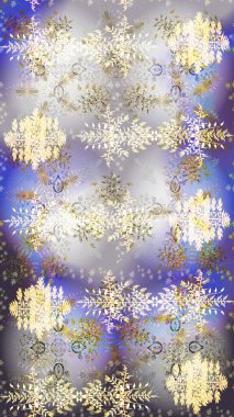 Gri, nötr ve mor renkler. Noel ve yeni yıl moda baskıları için tatil tasarımı. Kar tanelerinin soyut arkaplanlı Noel şablonu. Raster illüstrasyonu.