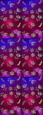 Raster kar taneleri arka plan. Renk arka plan üzerinde izole soyut kar taneleri ile düz tasarım. Kar tanesi renkli desen. Snowflakes desen. Raster illüstrasyon.